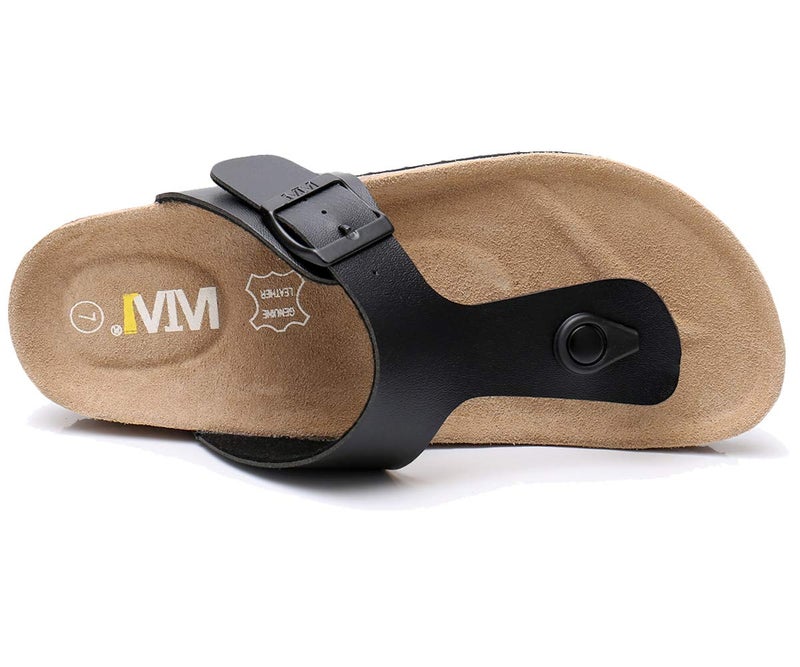 WTW Men's Cork Footbed Sandals Slip on Beach Slide Slipper Shoes with Adjustable Metal Buckle Strap for Men Causal Style - Image 4